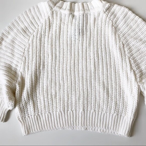 EXPRESS Chunky Knit Romantic Balloon Sleeve Pullover Sweater Top S - Picture 8 of 11